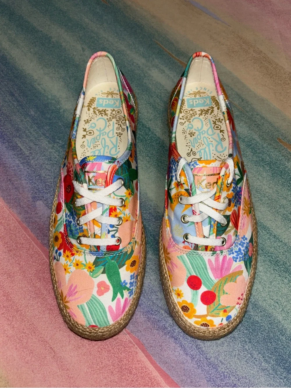 Women x Rifle Paper Co Triple Kick Jute Margaux Platform Casual Sneakers 8.5
